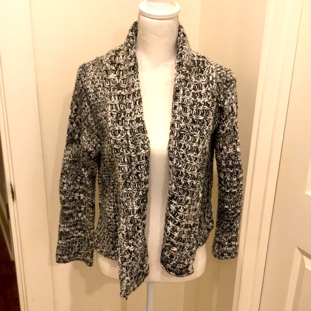 Black and white with shiny silver strands thick cardigan